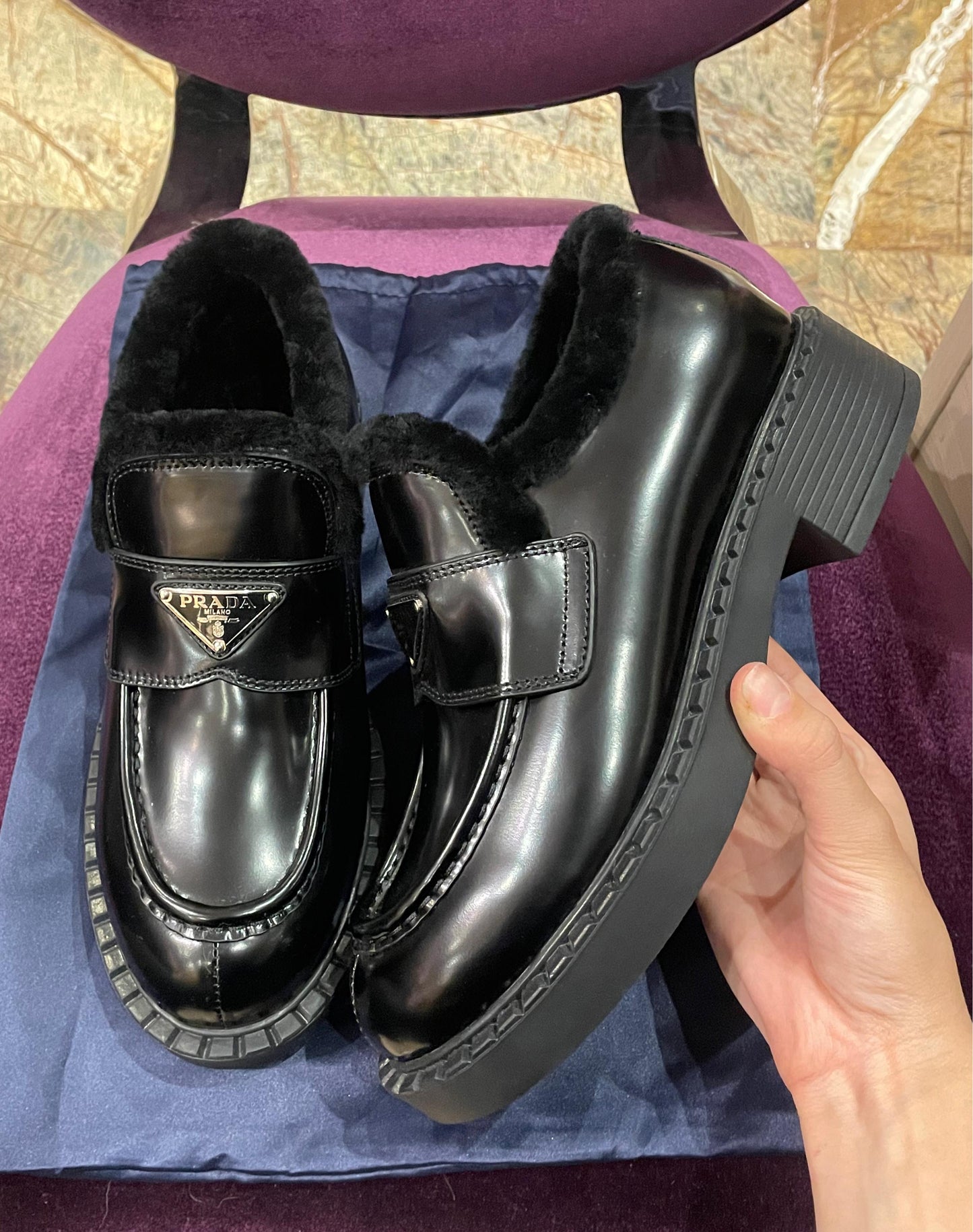 Prada loafers with Fur
