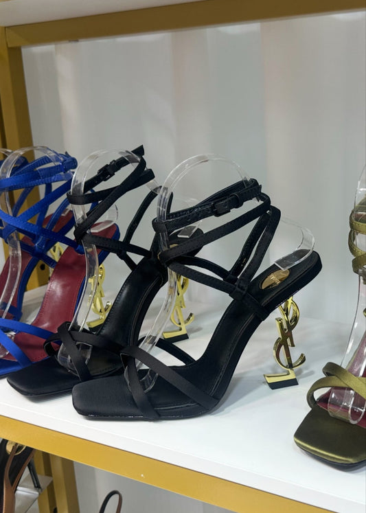 YSL Black Opyum 110 Satin Crêpe Sandals