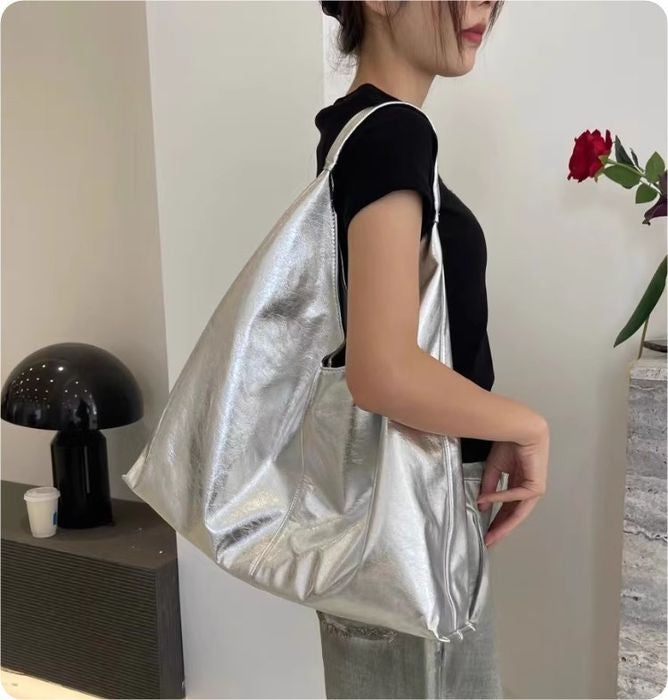 Silver Large Hobo Bag