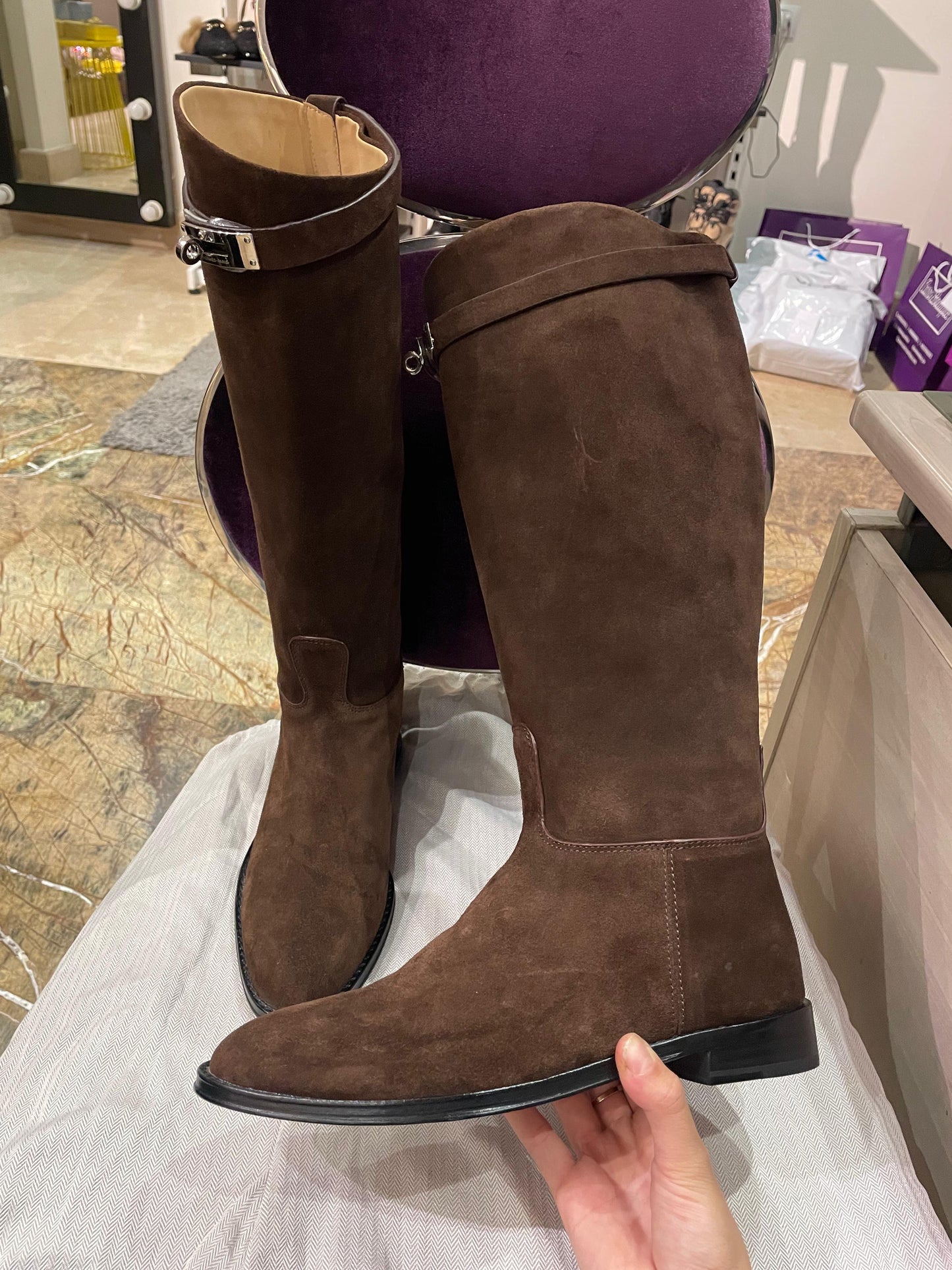 Hermes Brown Suede Jump Boot