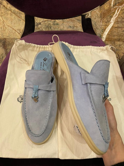 Lora Piana Charms Walk Open Baby Blue Loafer