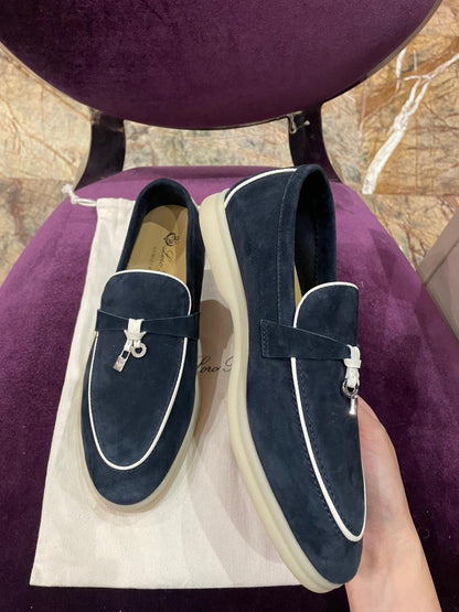 Lora Piana Summer Walk Navy Blue with White Loafer