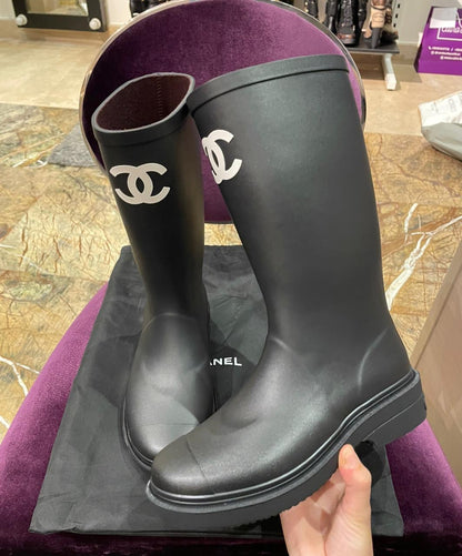 Chanel Black Rain Boots