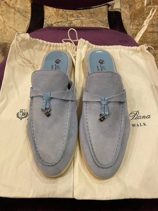 Lora Piana Charms Walk Open Baby Blue Loafer