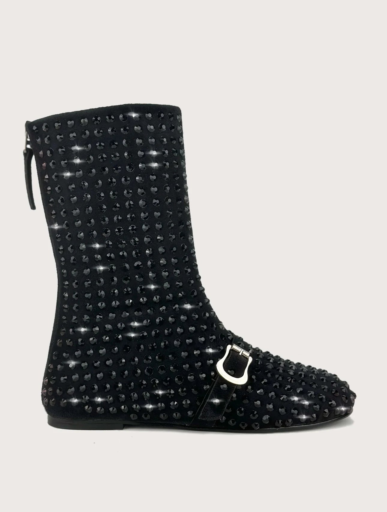 Black Studs Flat Boots