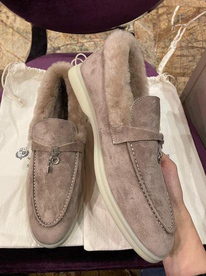 Lora Piana Summer Walk Light Brown with Fur Loafer