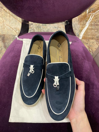 Lora Piana Summer Walk Navy Blue with White Loafer