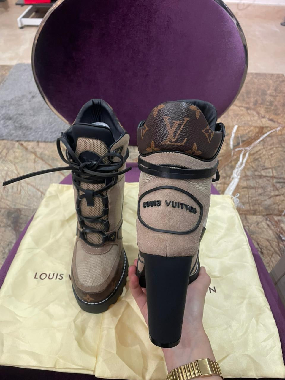 Louis Vuitton High Heels Earthy Boot
