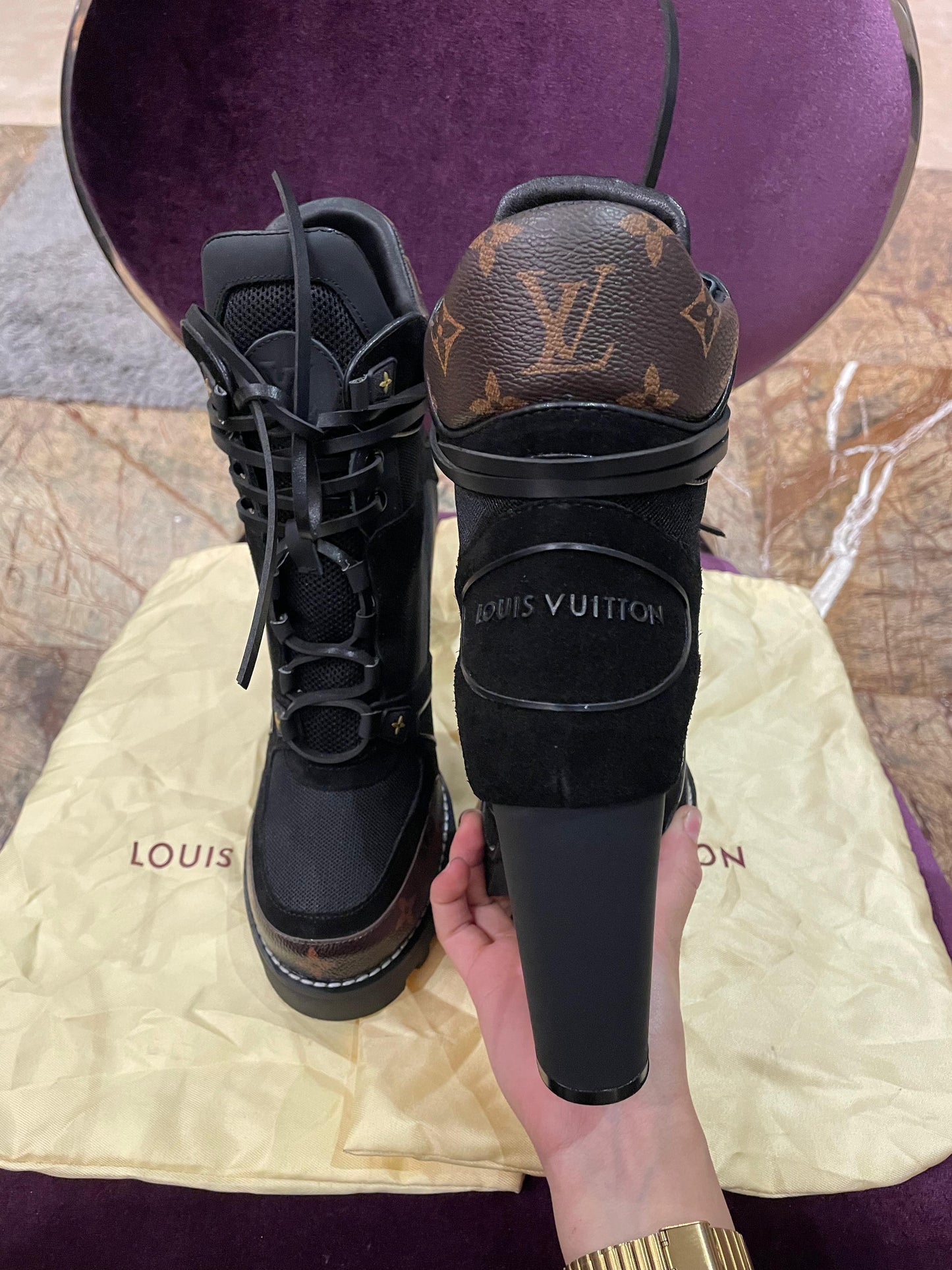 Louis Vuitton High Heels Monogram Boot