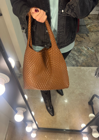 Braided Brown Leather Bag