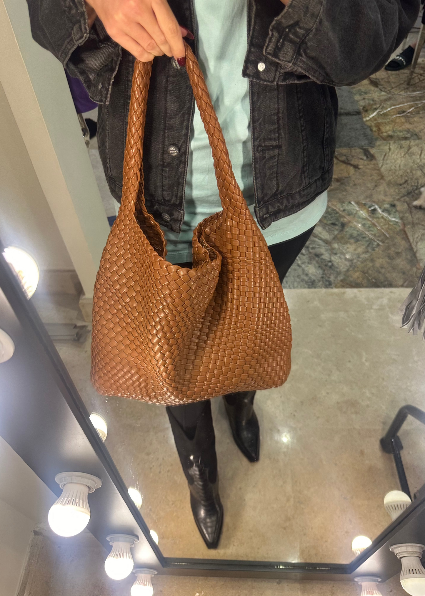 Braided Brown Leather Bag