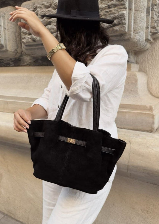 Buckle Black Velvet Bag