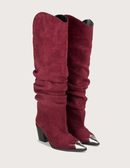 Velvet Burgundy High Boot