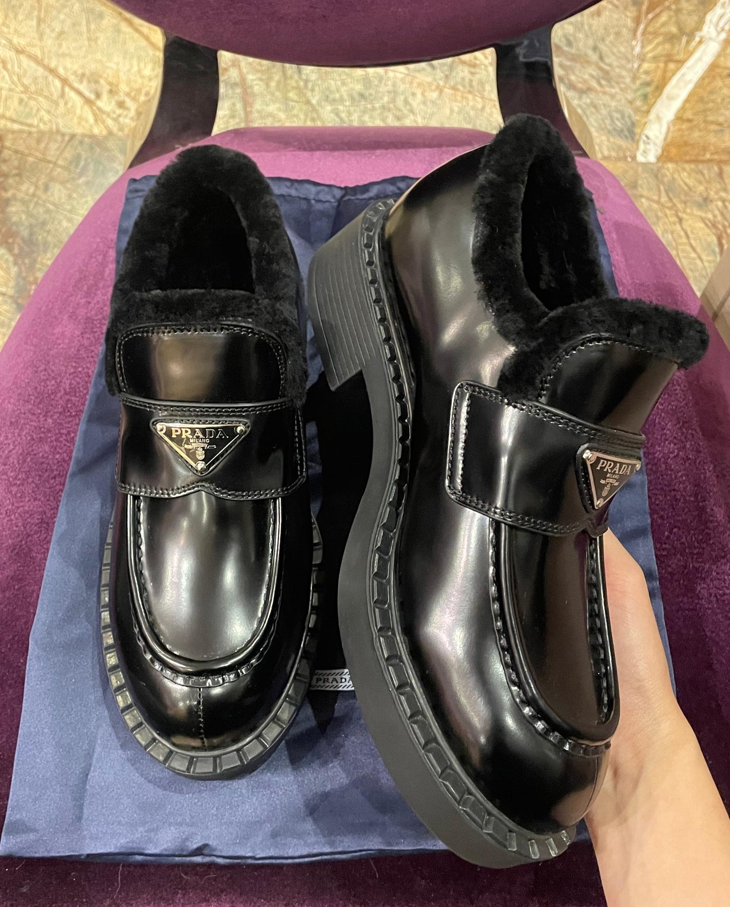 Prada loafers with Fur