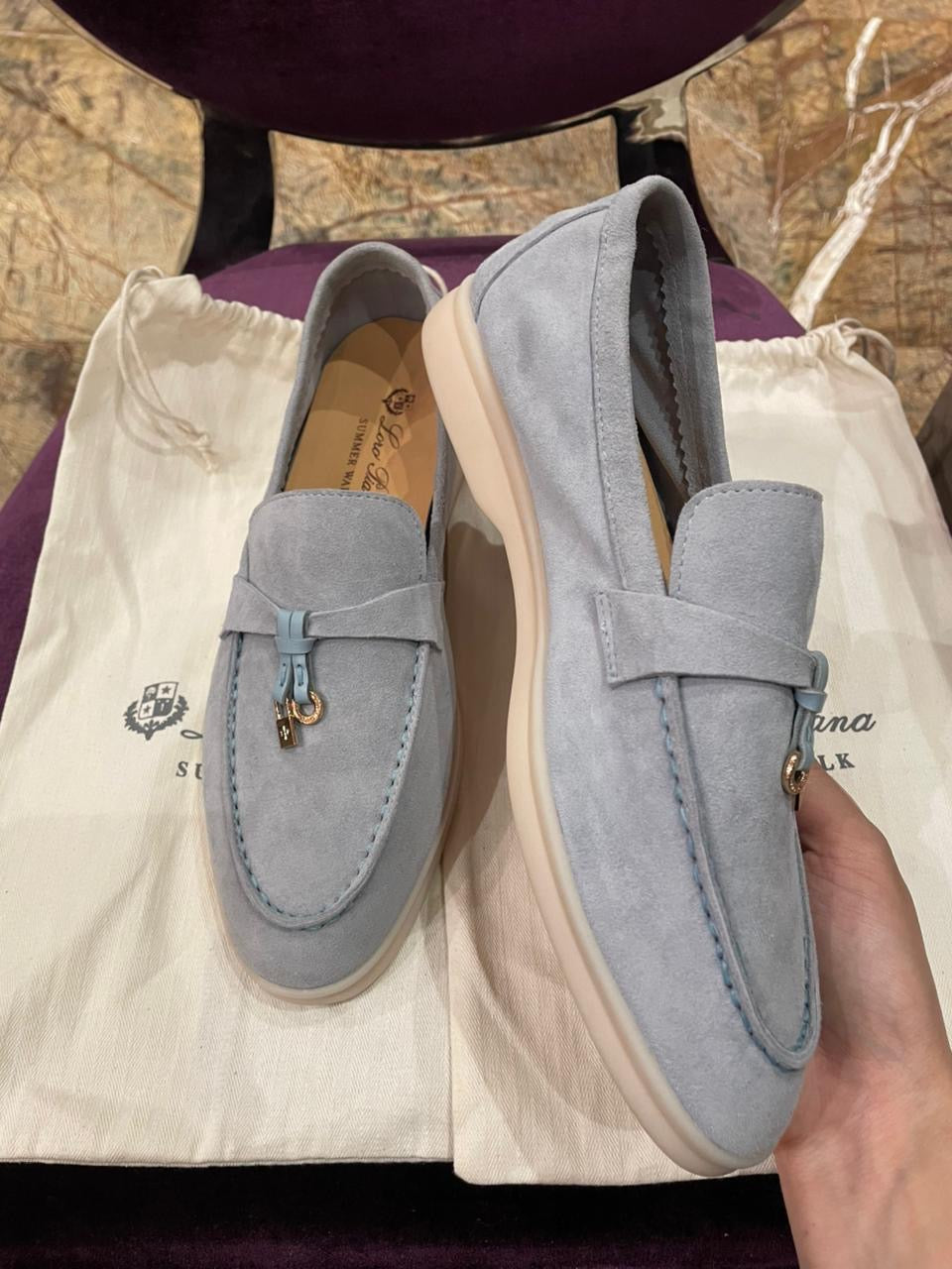 Lora Piana Summer Walk Baby Blue Loafer
