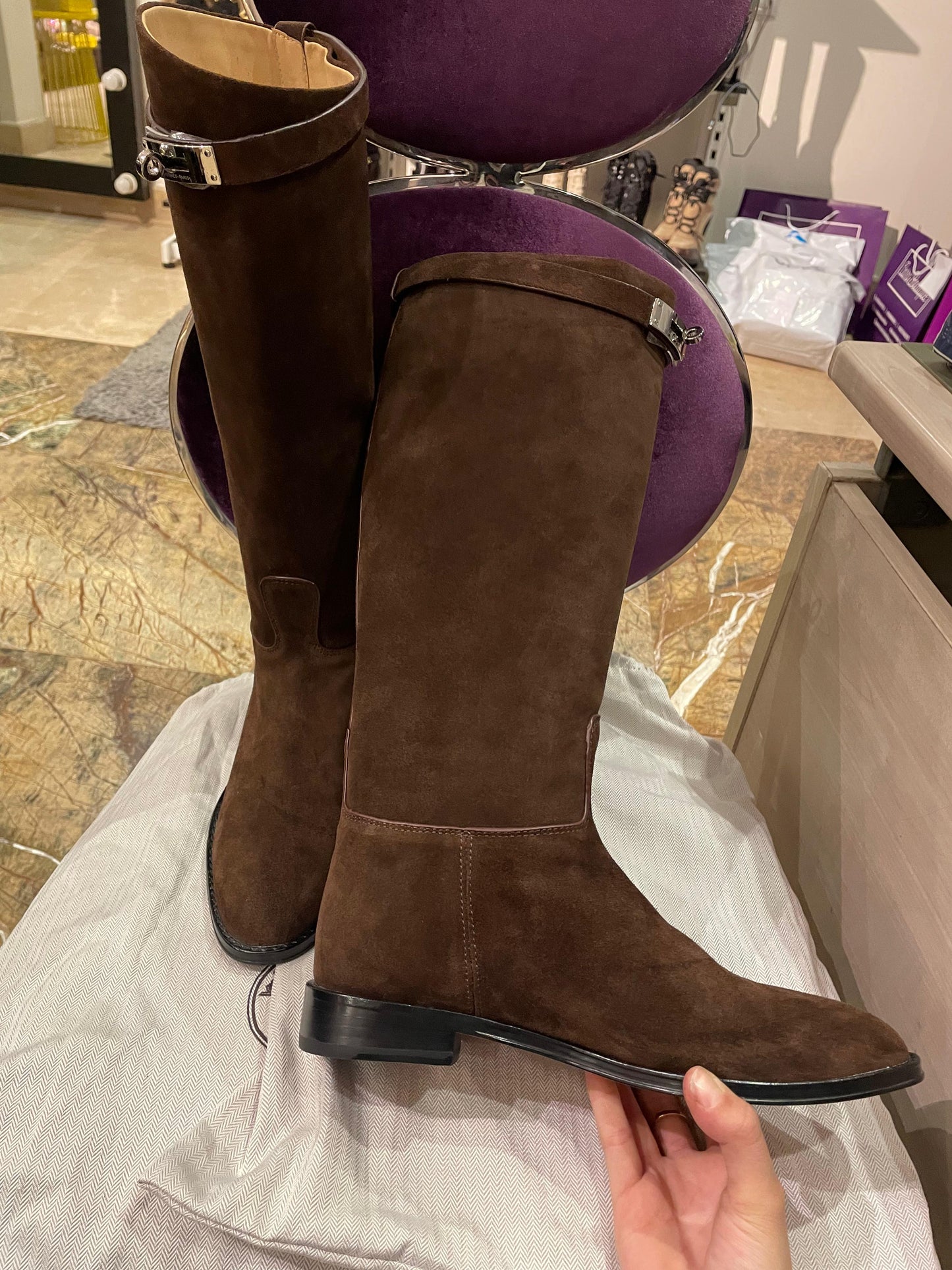 Hermes Brown Suede Jump Boot