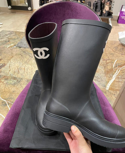 Chanel Black Rain Boots