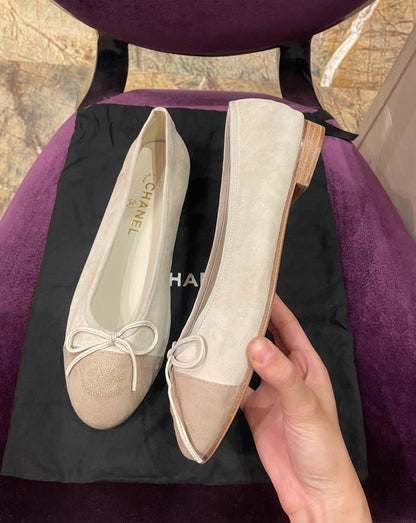 Chanel Ballerina Suede Beige