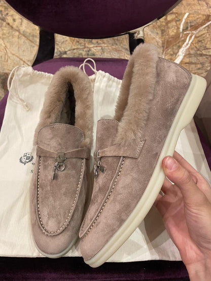 Lora Piana Summer Walk Light Brown with Fur Loafer