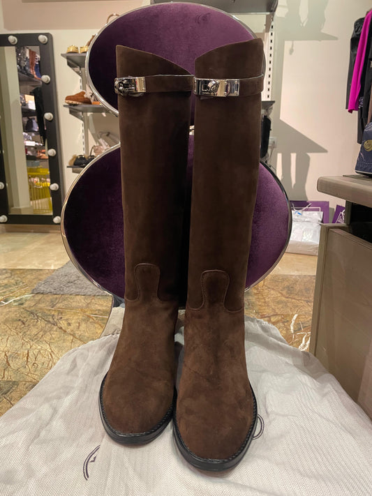 Hermes Brown Suede Jump Boot