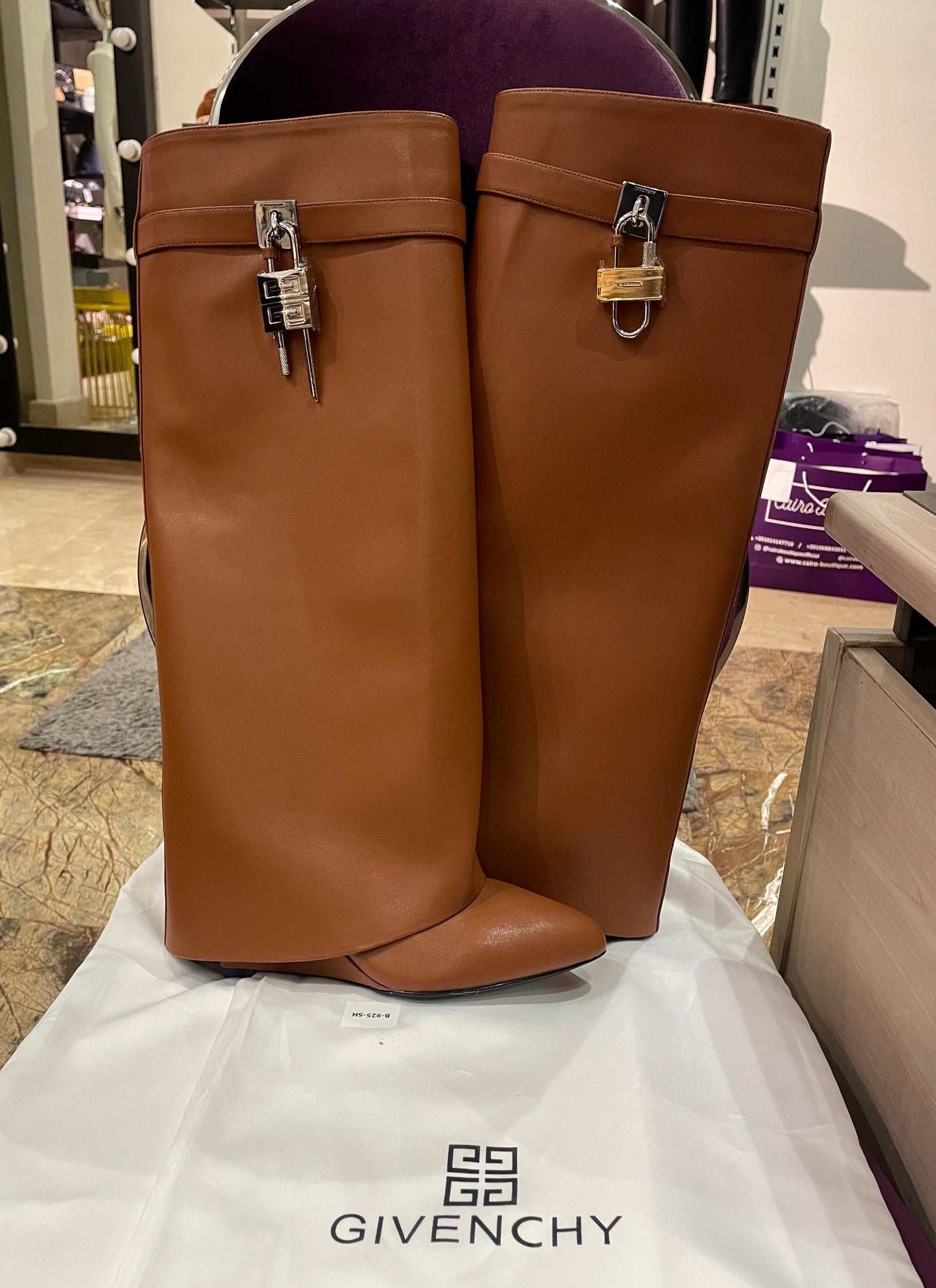 Givenchy Shark Lock Brown Boots