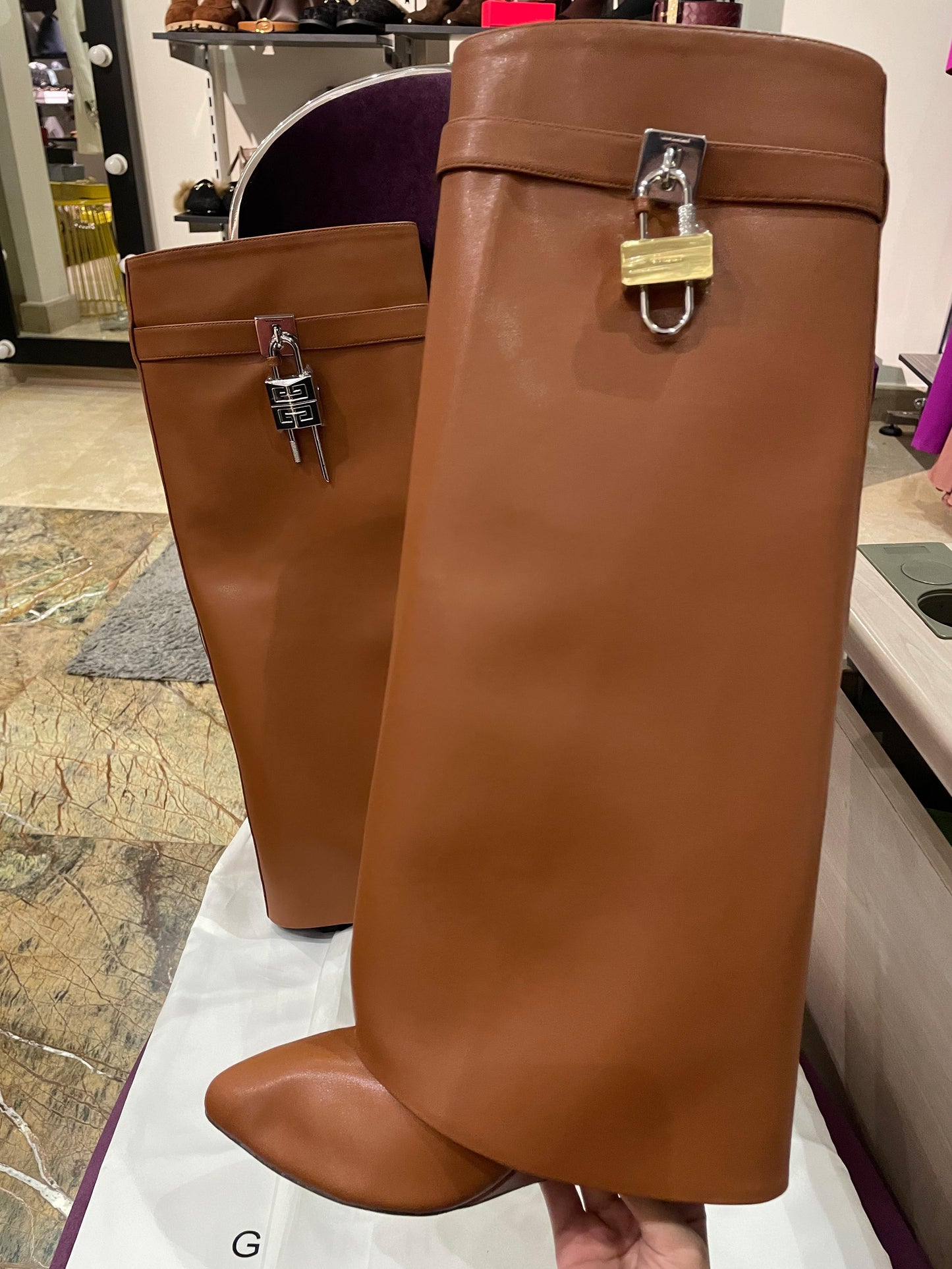 Givenchy Shark Lock Brown Boots